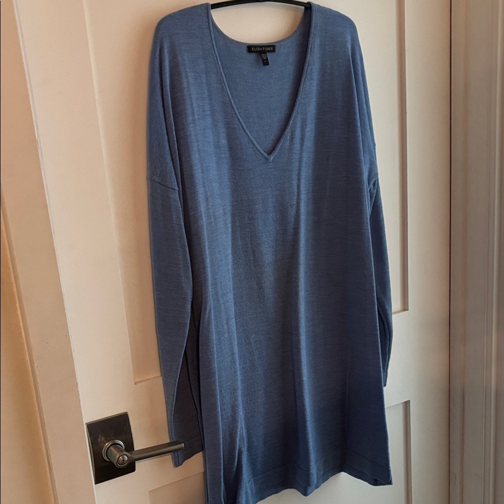 Eileen Fisher Blue V-Neck Sweater, cashmere